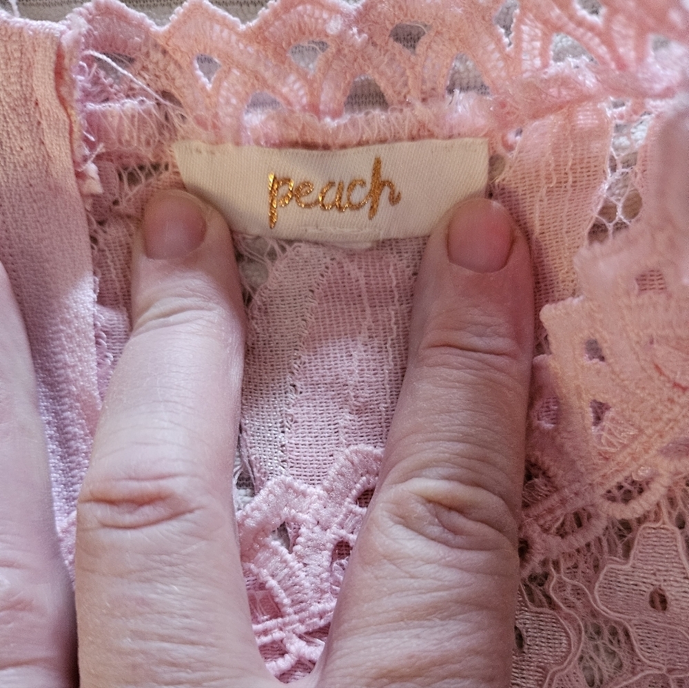 Peach Womens Pink Lace Top Size 3X - Picture 3 of 8